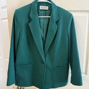Dumas Wool Blazer Jacket Green 100% Pure Wool Vintage Women Size 12 Professional